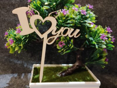 Topper za torto z napisom "I love you"